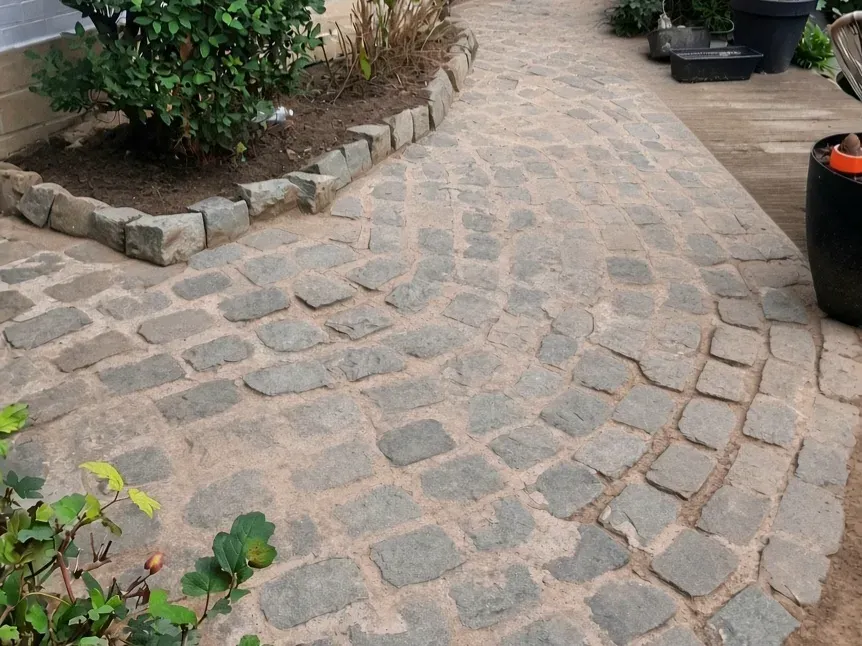 Allée en pavés après nettoyage haute pression à Rhode-Saint-Genèse