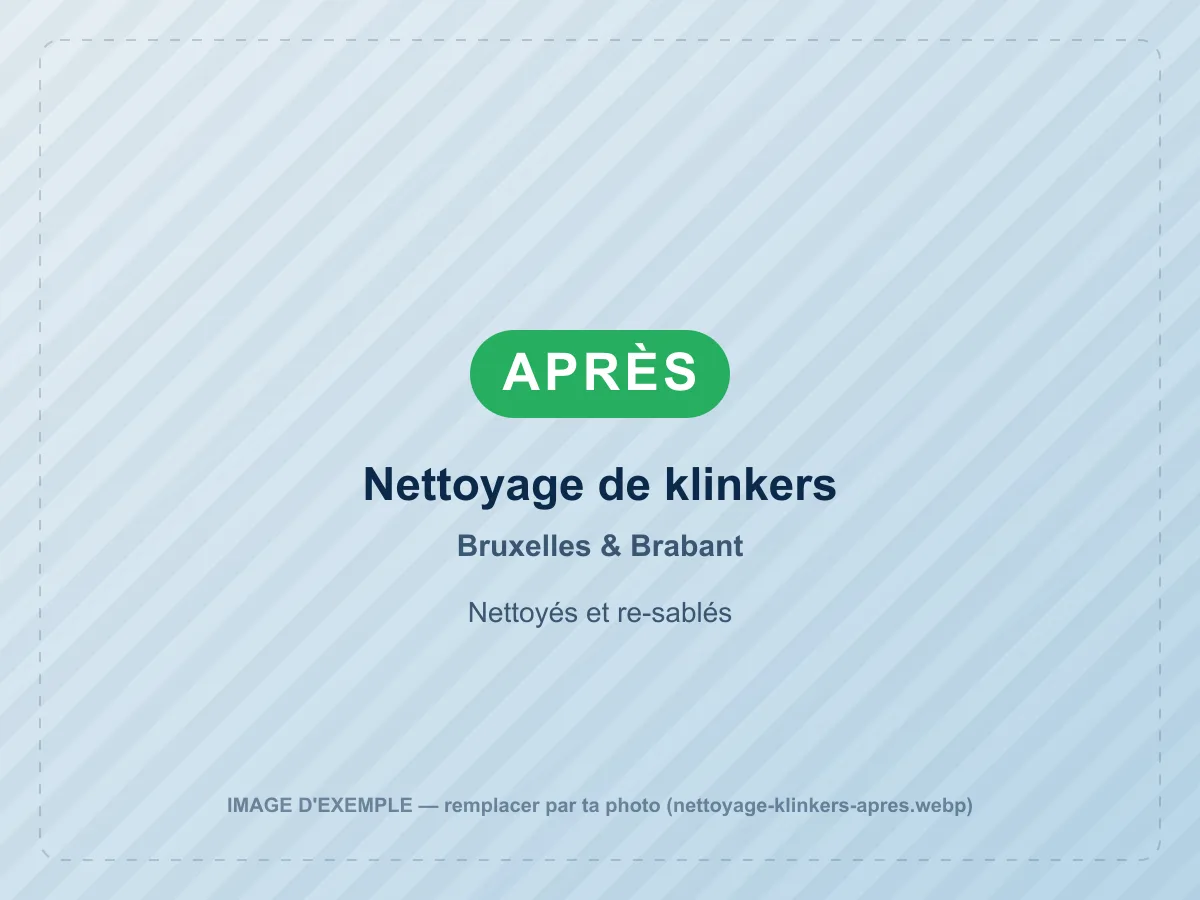 Nettoyage de klinkers après nettoyage haute pression à Bruxelles & Brabant