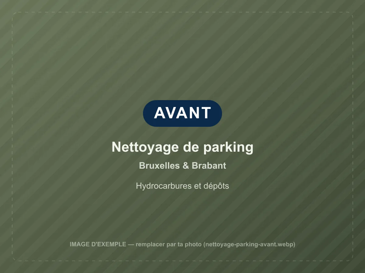 Nettoyage de parking avant nettoyage à Bruxelles & Brabant